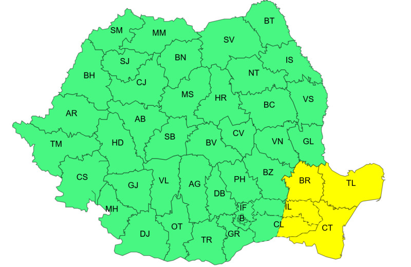 Vremea va suferi modificări semnificative în următoarele zile: Cod galben de vânt și ninsoare viscolită în mai multe județe. Regiunile afectate