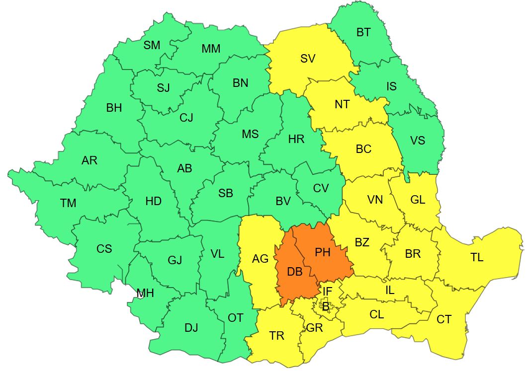 Alerte de ploi abundente în 17 județe și București: previziunile meteorologilor